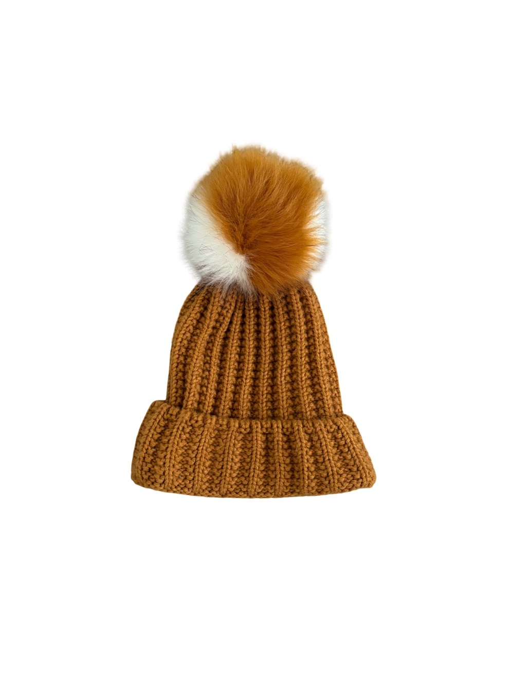 Primark Ribbed Pom Beanie in Mustard with Two-Tone Pom